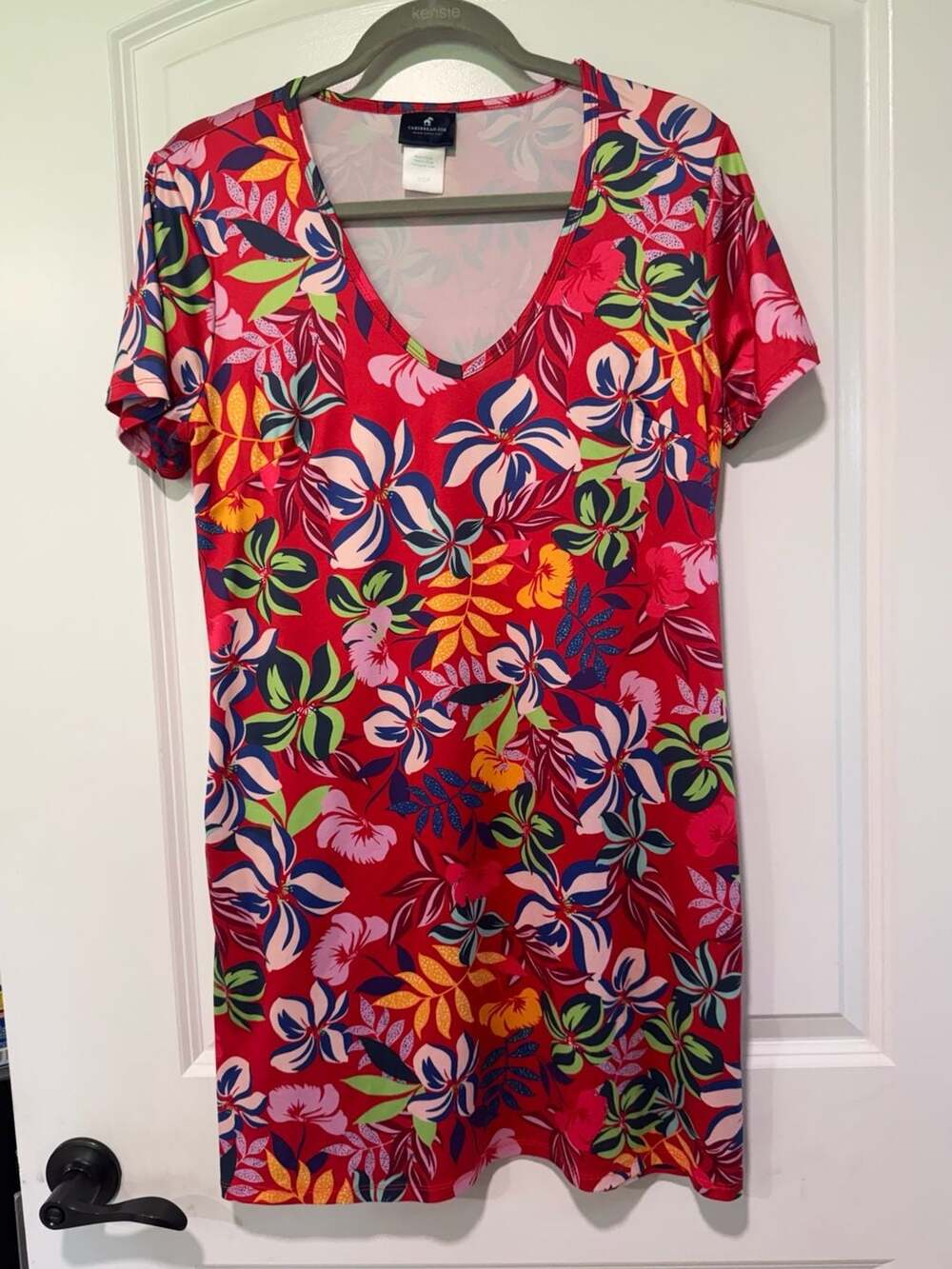 Caribbean Joe Tropical Floral Pocket Dress Resort Coastal Vacation Women’s S